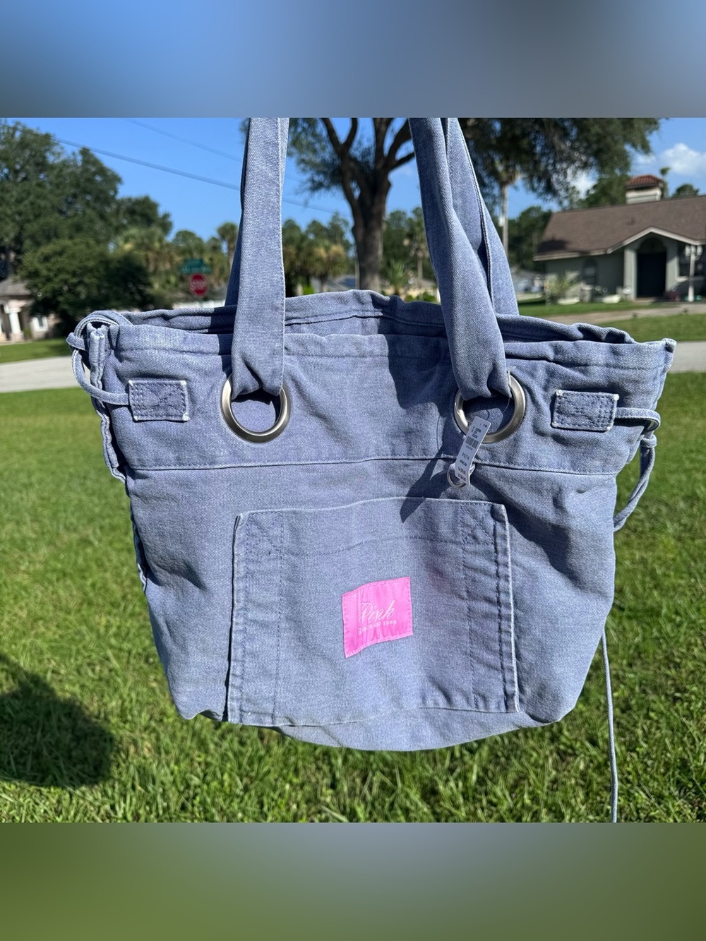 Victoria’s Secret PINK Dusty Iris Flat Bottom Canvas Tote Bag